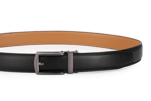 Image of Lingli Men's Belt,Ratchet Dress Belt with Automatic Buckle Brown /Black-Trim to Fit-35mm wide