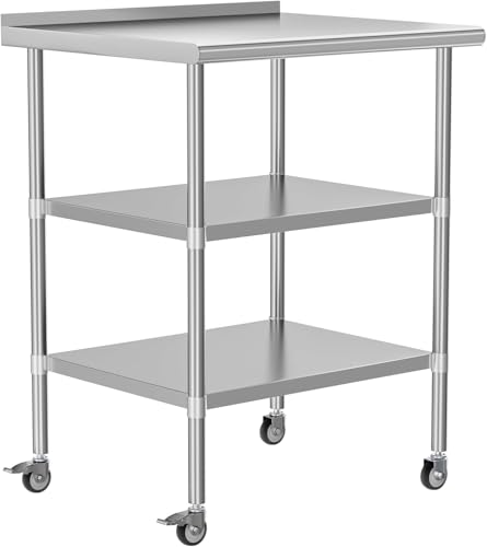 Stainless Steel Table with Wheels - 24