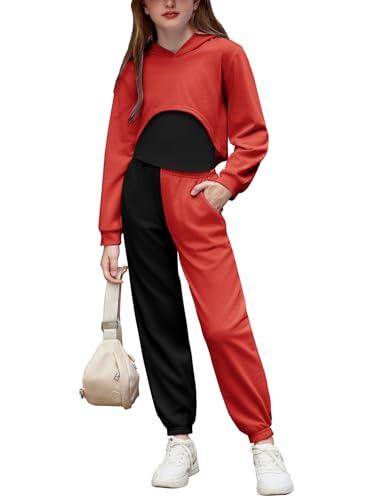 Arshiner Girls Tracksuit 3 Piece Set Clothing Set ActivewearLong Sleeve Crop Sweatshirts Hoodies Cami Top and SweatPants