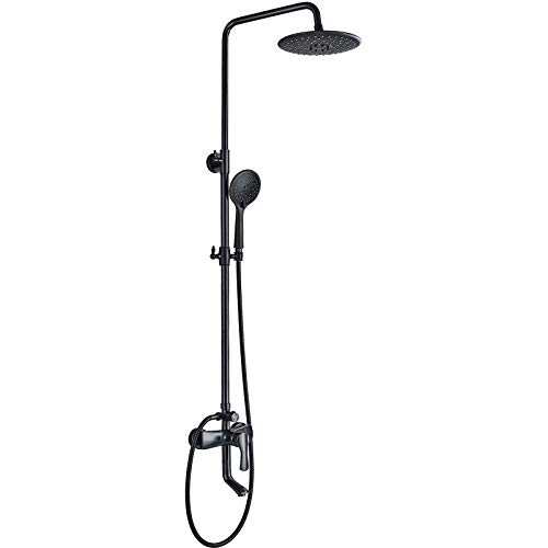 Super Brands Votamuta NEW 8 Inch Rainfall Shower Head Outdoor Shower Faucet Shower System Single Handle Bathroom Shower Mixers Wall Mount Swivel Tub Filler Spout with Handheld Sprayer Shower Oil Rubbed Bronze