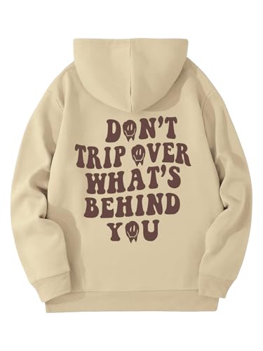 SOLY HUX Men's Letter Graphic Hoodies Drawstring Long Sleeve Pullover Sweatshirt with Pocket