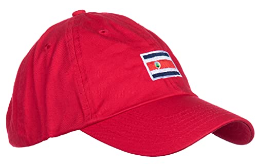 Ann Arbor T-Shirt Co. Costa Rican Flag Hat - Country of Costa Rica Pride Low Profile Baseball Dad Hat for Men & Women - (Red)