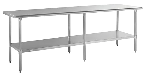 Kratos Stainless Steel Kitchen Prep Table 96"x30" with Undershelf, NSF Worktable for Restaurants - 16ga/304SS