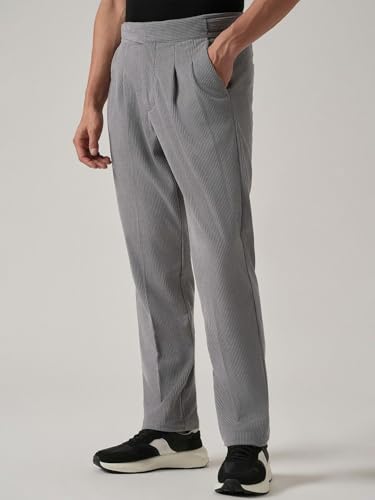 Image of Banana Club Men's Corduroy Gurkha Pants - Classic Cream Cotton Trousers with Regular Fit and Distinctive Waist Design for Casual Wear