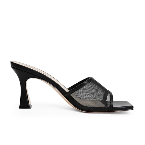 Image of Modatope Womens Heeled Sandals Open Square Toe Heels Chunky Block Heel Slip On Sandals for Women