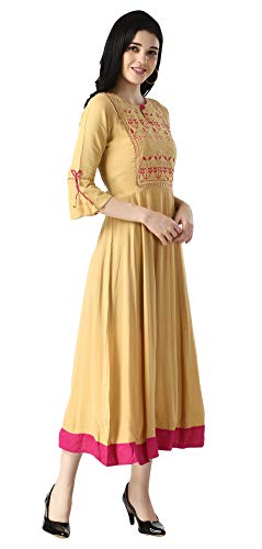 Image of OM SAI LATEST CREATION Women's Ruby Rayon Foil Printed Long Anarkali Kurti