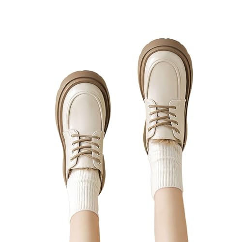 Women's Cozy Plush Lined Oxford Chunky Heeled Brogues with Laces, Winter Style Platform Footwear Oxfords Creepers Dress Leather Shoes2