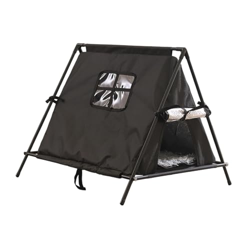 Jiswhisker 猫用テント、ペットハウス、子猫用ハウス、テラス、バルコニー、屋外用, black S