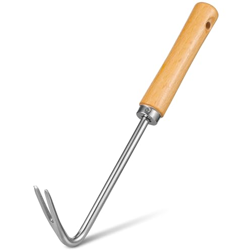 VICASKY Handjäter Unkrautstecher mit Holzgriff aus Eisen Manuelles Gartengerät zum Jäten Umpflanzen und Wurzeln Entfernen Robustes Unkrautentfernungswerkzeug für Gartenpflege