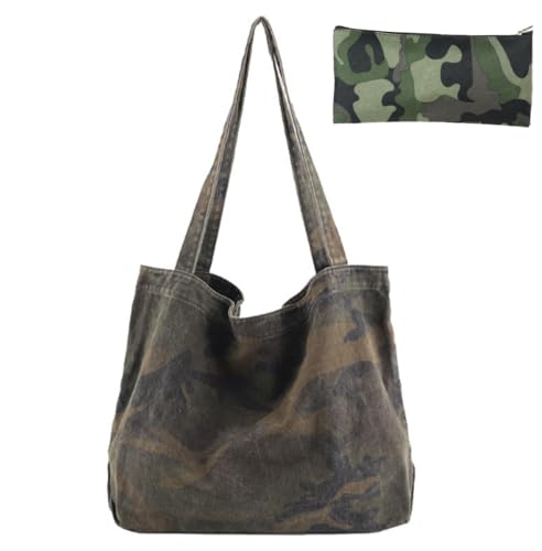 Bolso de hombro para mujer con asas grandes, camuflaje y bolsa de maquillaje miniatura 1