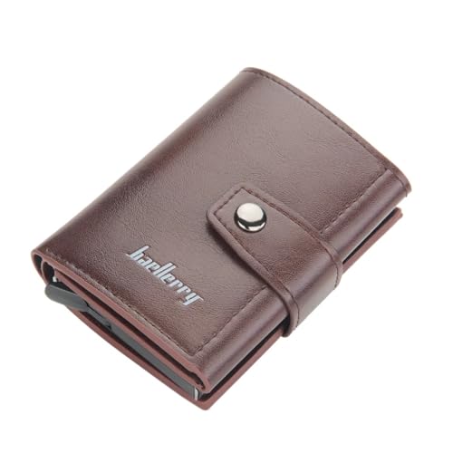 Porte-cartes pour hommes mince marron petit portefeuille court avec pince
