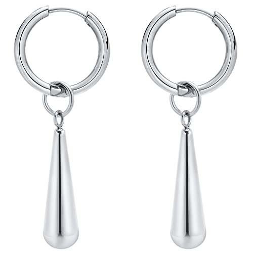 Stainless Steel Water Tear Drop Style Wedding Cocktail Party Statement Holiday Dangle Drop Earrings