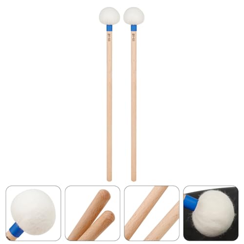 Baquetas Abaodam, 2 piezas, mango de madera y cabeza de fieltro para instrumentos de percusión, ideales para timbales y bombo miniatura 2