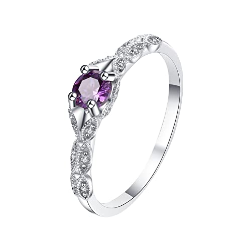 リングカメラ アメジストジルコン女性リングクリエイティブリングジュエリーバースデープロポーズギフトブライダルエンゲージメントパーティーリング スマホリング (Purple, 8)