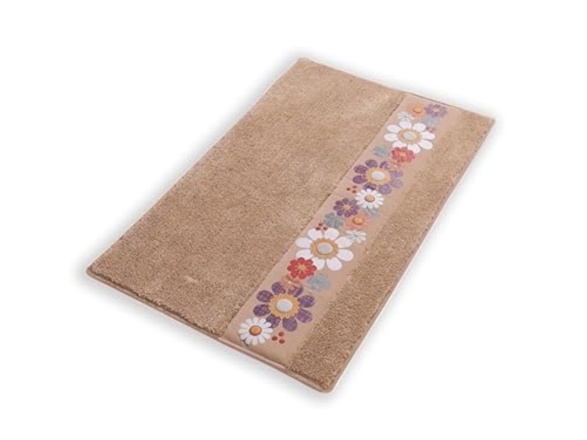 Ellington Collection Microfiber Bathmat, Floral Beige