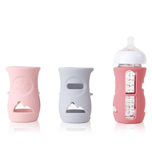 Image of 3 Pack Silicone Sleeve for Avent Natural Glass Baby Bottles, Compatible Philips Avent Glass Natural Baby Bottle 8oz