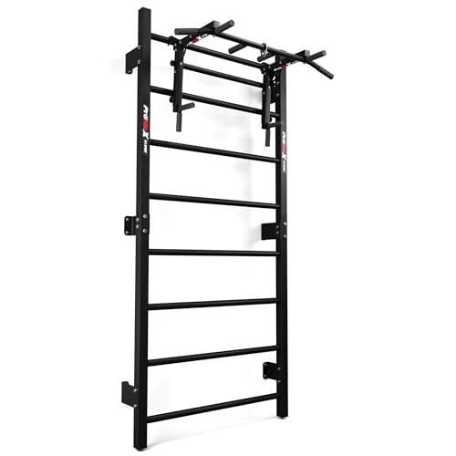 K-Sport: Trainingsset - Sprossenwand mit Dip Station & Klimmzugstange I Kraftstation mit Pull-Up Bar, Dip Stange für anspruchsvolle Workouts, inkl. E-Book