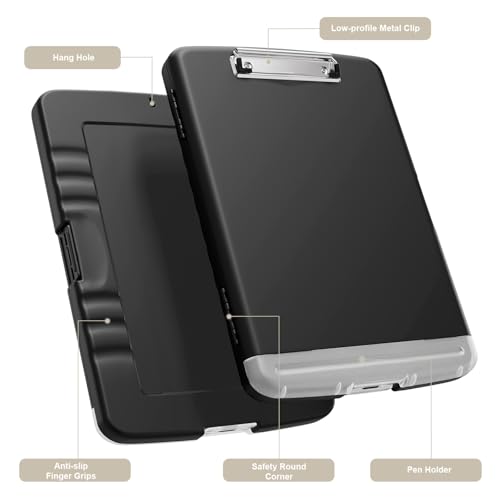 Piasoenc Clipboard with Storage, 8.5x11 Storage Clipboards with Pen Holder and A4 Legal Paper Folder, Heavy Duty Plastic, Folio & Side-Opening, Low Profile Clip, for Nurses, Teache image 2