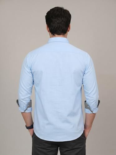 Image of Diverse Men's Cotton Blend Shirt with Pocket Design Spread Collar Full Sleeves Regular Fit and Standard Length | Comfortable Cotton Casual Shirt for Man