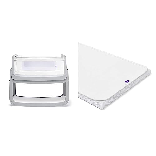 Image of Snüz SnuzPod 4 Bedside Crib Dove & Pod 4 Waterproof Mattress Protector – 40 x 75.5cm – 100% Waterproof with Moisture-Wicking Cotton Surface