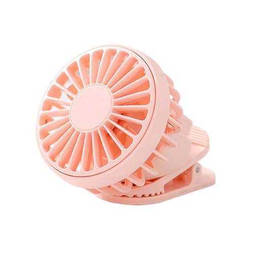 MUMQAQ Ventilador portátil con clip solar de tres velocidades, ventilador personal manos libres para picnic, senderismo, deportes, viajes, mochileros (rosa recargable)