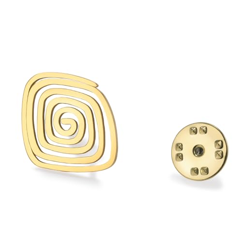 Dreamtimes Alfiler Broche Espiral Geométrico Moderno Joyería de Acero Inoxidable para Mujeres Hombres Broche Espiral Unisex Único para Solapa Chaquetas Sombreros (Oro)