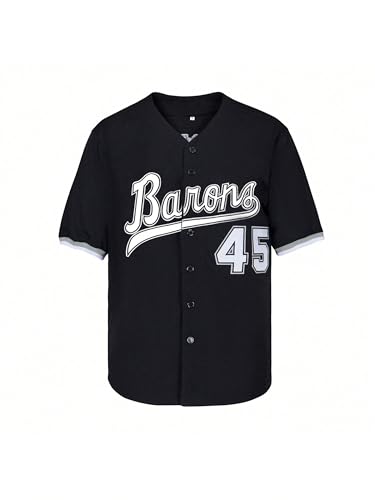 Camiseta de béisbol para hombre #45 estilo hip hop, camisa con botones para fiesta miniatura 2