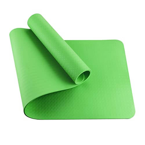 BODYMATE Yogamatte Premium TPE rutschfeste Fitnessmatte, Sportmatte Gymnastikmatte Matte für Fitness, Yoga, Pilates, Sport - Größe 183x61cm – Dicke 6mm Apfel-Grün