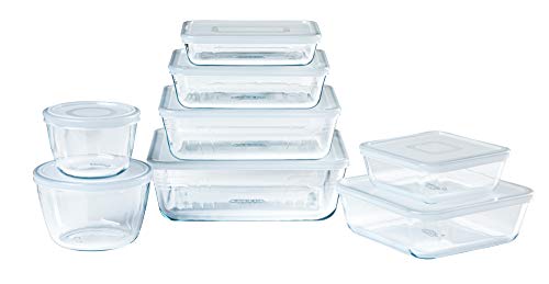 Pyrex® - Cook & Freeze - Lot de 8 Plats de Conservation en Verre avec couvercles hermétiques - Spécial congélation - sans BPA