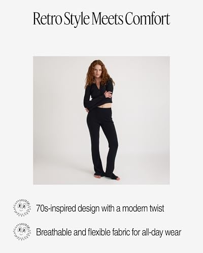 Women's Soft Knit Rib High-Rise Flare Pants4