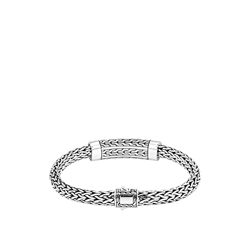 John Hardy Men's Medium Chain Hammered Silver Bracelet, Classic Collection, Size L #TOP1