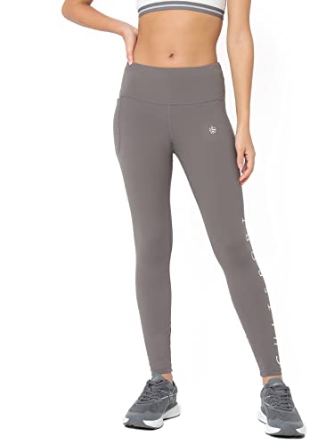 Image of Do It All Tights with Brand Print | Anti-Chafing | Performance Tights for Women | 4-Way Stretch | Yoga Gym Cardio Leggings | Sports Leggings | Active Wear for Women (CS601301XS Grey XS)