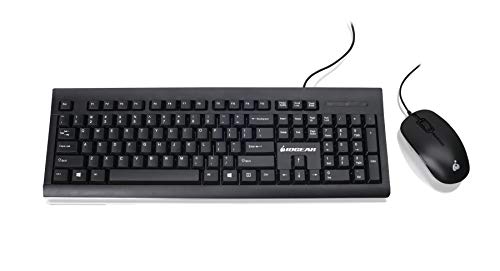 IOGEAR 104-Key Spill-Resistant Keyboard and Mouse Combo - Optical Mouse w/ 1000 DPI - Number Lock, Caps Lock, Scroll Lock LED Indicators - GKM513B