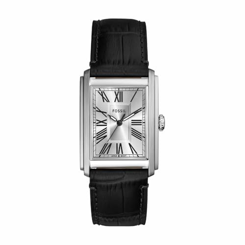 Fossil Reloj Carraway para Hombre, Movimiento de Cuarzo de Tres manecillas con Correa de Piel o Acero Inoxidable, Grafito