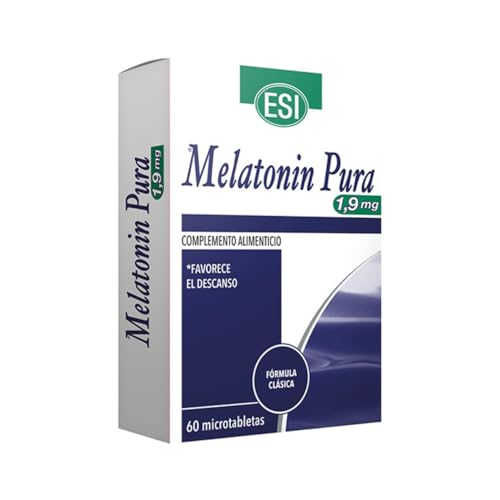 Melatonin Pura 1,9 mg – Complemento alimenticio con Melatonina – Favorece el descanso nocturno y la regulación sueño-vigilia – Sin gluten, sin lactosa, apto para veganos – 60 microtabletas ESI