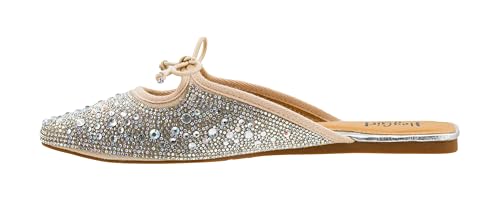 Corkys Footwear Womens Tongue Tied Flats - Featuring A Rhinestoned Upper, Lightly Cushioned Insoles For All Day Wear, And A Cut Out With A Bow Embellishment