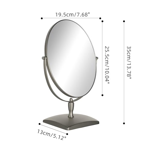 Espejo de maquillaje ovalado con aumento 1X/3X y base giratoria 360° miniatura 2