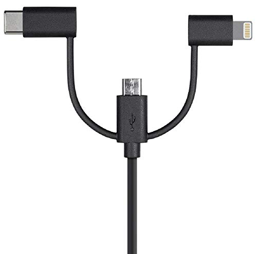 Monoprice 118789 Apple Mfi Certified Usb To Micro Usb + Usb Type-C + Lightning Charge And Sync Cable - 3 Feet - Black #TOP4
