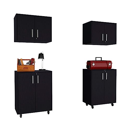 TUHOME Melrose 4 Piece Garage Sets Black Engineered Wood
