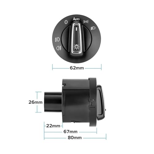 Interrupteur de commande de phares et commandes d'éclairage pour Transporter T5 Mk6 B7
