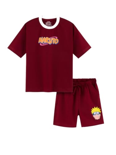 Image of Nap Chief Kids Cotton Naruto Print Co-Ord Set for Boys & Girls | Half Sleeve T-Shirt & Shorts Set | Soft Casual Summer Wear