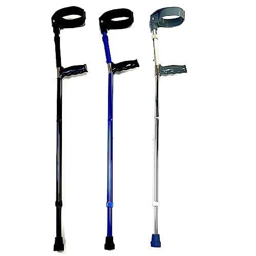 Muletas plegables de aluminio ajustables con puño cerrado giratorio y asas ergonómicas, diseño ligero para adultos, par
