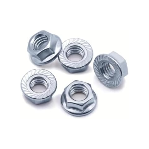 10x Zinc Plated Serrated Flange Nuts Cover