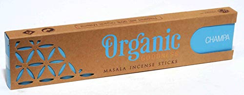 Organic Goodness Incense Sticks - 3 Pack: Sandalwood, Champa And Patchouli. Total 45 Grams (Over 96% Organic Materials Used) With Ceramic Burner (Saucer Not Included) #TOP2