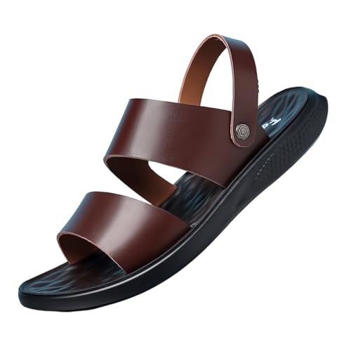 Sandalias Planas De Verano, Sandalias Informales Transpirables Con Punta Abierta Y Soporte De Arco Ajustable Para Hombre, Zapatos Deportivos Cómodos Para Exteriores Zapatos Verano(Brown,42 EU)