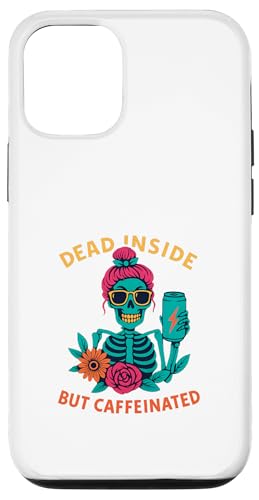 Dead Inside But Caffeinated Skeleton コーヒー エナジードリンク スマホケース iPhone 12/12 Pro 用
