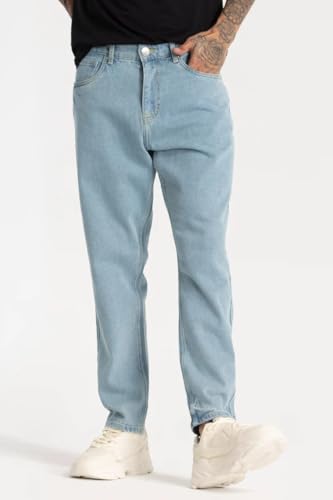 Image of Men Mom Fit High Waist Denim Jeans | Relaxed Fit Straight Leg Casual Denim Pants | Stylish Street Style & Office Wear