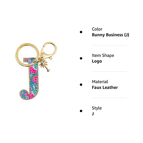 Lilly Pulitzer Leatherette Initial Keychain, Letter Bag Charm For Women, Bunny Business (J) #TOP4
