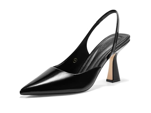 Coutgo Womens Slingback Stiletto High Heels Closed Pointed Toe Pumps D’Orsay Sexy Office Dress Shoes, Black, Size 8