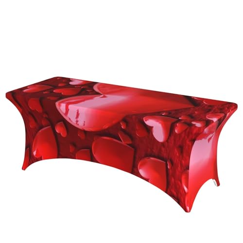 Nappe de table extensible élasthanne lavable nappe rectangulaire cœurs décoration fête - 2